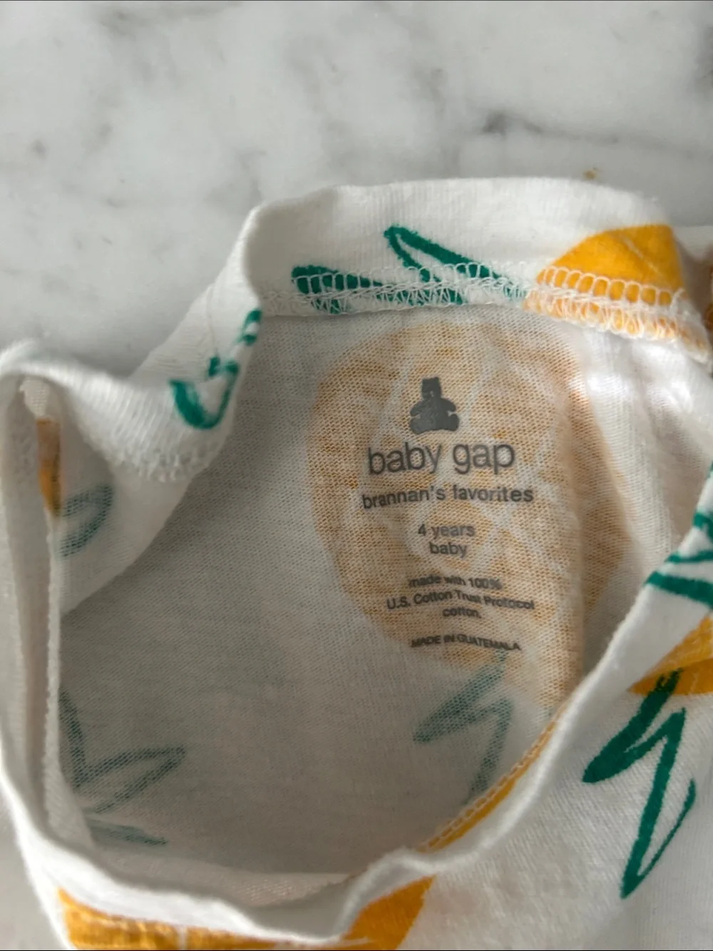 GAP White Pineapple Print Pajama Set - Yellow & Green